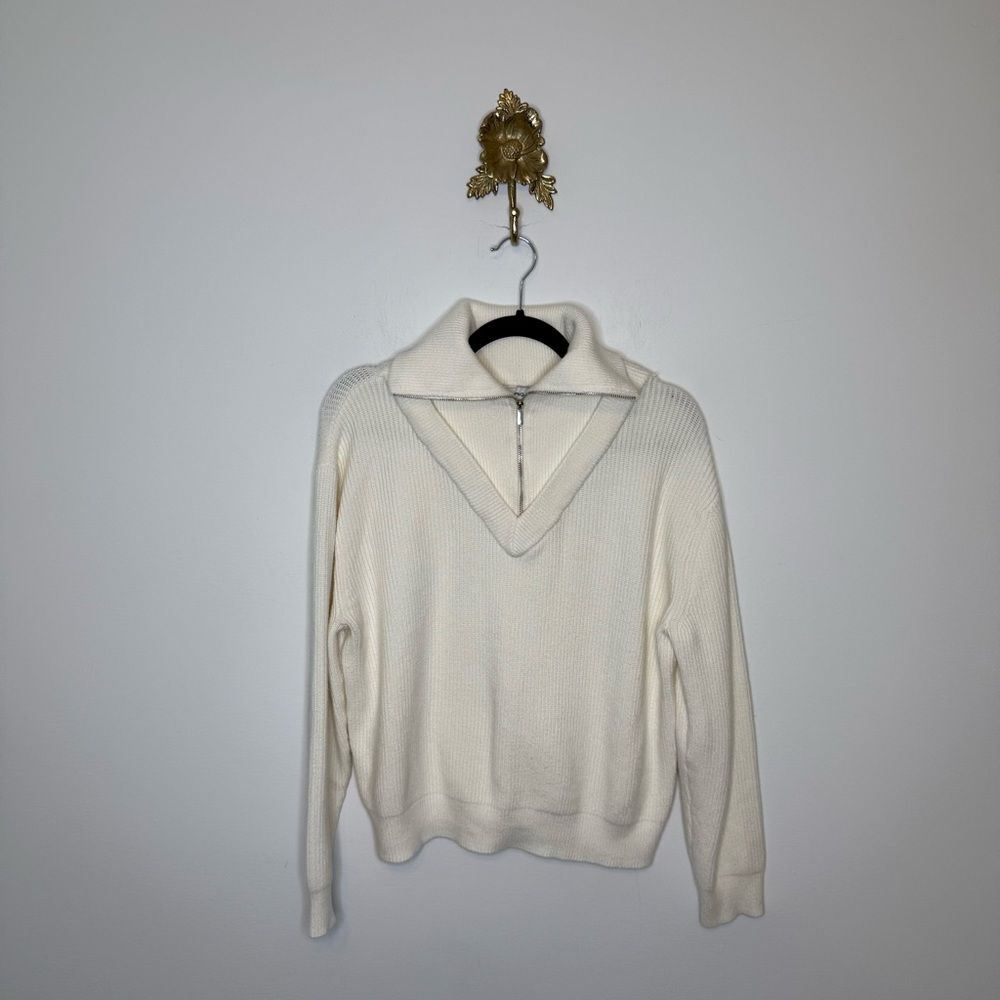 Mango Ribbed Half Zip Neck Jumper Sweater S